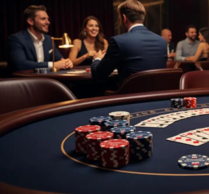 Profesjonalne stoły pokerowe przygotowane na wieczór pokerowy podczas eventu firmowego