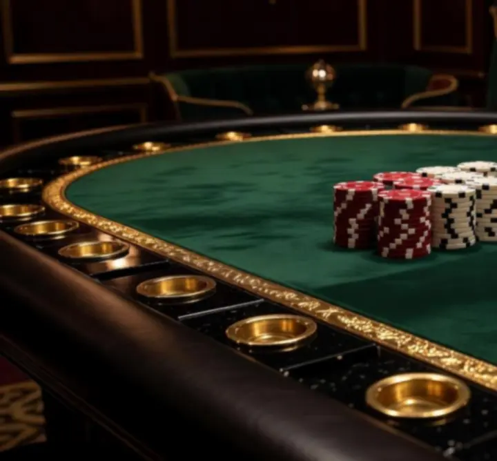 Ekskluzywny stół pokerowy przygotowany na wieczór pokerowy w eleganckim wnętrzu